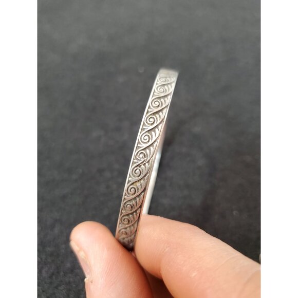 925 Silver Bracelet , Simple Silver Bracelet , Twist Stacking Bracelet , Silver - Picture 3 of 8